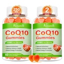 2 Pack CoQ10 Gummies 250 mg, plus Omega-3, Magnesium, Vitamin B12 untuk Cellular Energy, Otak & Antioksidant, 5X Better Absorpsi Koenzim Q10 Tambahan - 120 Cts