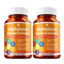 1 Tubuh Vitamin B Kompleks Kembaran Kembar - 5-MTHF Terisi dengan B1, B2, B5, B6, Metil B12, Niasin, Biotin - 60 Capsules Masing-masing