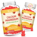 2 Pack Calcium Gummies with Magnesium, Zinc, Vitamin D3 & B12, Calcium Suplemen Perempuan, Dukung Bone, Muscle and Imunity, 120 Vegan Raspberry Flavor Gummies