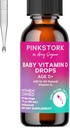 Pink Stork Baby Liquid Vitamin D Drops for Infants, 400 IU Vitamin D3 untuk Newborns dan Anak-anak untuk membantu mendukung Pembangunan Tulang dan Kelahiran Sehat - 1 fli oz, 2 Bulan Suppply