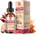 Mushroom Complex Cair Drop, 8 in 1 Lions Mane Mushroom Suplemen dengan Irlandia Laut Moss, Chaga, Turkey Tail, Cordyceps & More for Brain, Focus, Cognitive & Imune Dupport, Vegan, Strawberry Flavor, 60mL