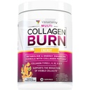 Multi Collagen Burn: MultiType Hydrolyzed Protein Peptides with Hyaluronic Acid, Vitamin C, SOD B Dimpless, Types I, II, III, V and X, with Caffeine 30 Servoring Tropical Punch Flavored