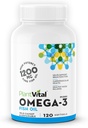 Plantvital Omega 3 Ikan Oil Capsules - Murni Norwegia Omega 3 Suplemen - Triple Power - No Fish Flavor - Molecully Distilled - Pendukung Kognitive, Gabungan, Eye, Rambut dan Heart Health - 120 Count