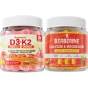 Sugar-Free Vitamin D3 K2 Gummies dengan Calcium, Magnesium Citrate, Vitamin C + Berberine Gummies, dengan Lipomal Berberine & Berberine HCI, Calcium, Magnesium