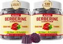 Suplemen NEVISS Berberine 1500mg, AMPK Activator dengan 3G Prebiotic Fiber, B1 B3 B6, Gummi HCL Bebas Gula Berbersin untuk Perempuan dan Pria - Mendukung Sistem Imune, Digetsy, 2pack 120 Cts