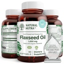 Natural Nutra Organic Flaxseed Oil Softgels, Promoses Hairs Growth, Help in Wheight Los, Helping Boost Ammune System, Promotes Healthy Figuest System & Hair Growth, Omega 3 6, 1000 mg, 90 Softgels