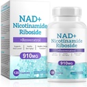 Tambahan NAD untuk Pria dan Wanita - Liposomal Nicotinamide Ribside, Quercetin, NAD + Tambahan dengan Resveratrol 910mg - Mendukung Otot, Otak, Energi, 120 Kapsul