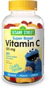 Webber Sesame Street Vitamin C Gummies untuk Anak 2 +, 125 mg Vitamin C per Gummy, 6 Bulan Supply, Bebas Gluten, Dairy, Peanut & Gelatin, Immune Dukungan, 180 Gummi