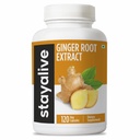STAY ALIVE Pure Ginger Root Capsules 1000mg, 10: 1 Extract Powder dengan 5% Gingerols, 120 Pil, Powder Root Ekstra, Vegan, Non-GMO dan Gluten- Free Ginger Suplemen