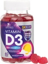 Vitamin D3 Gummy 5000 IU (125 mcg) - Dietary Vitamin D Suplement for Women & Men - Bone, Teeth, Muscle & Imune Health Support, High Potency Vit D3 Nature 's Nor-GMO & Gluten Free - 60 Gummies