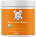 Happy Immunity USDA Bersertifikat Kompleks Jamur Organik untuk Anjing, Organik Cordyceps Shiitake Reishi, Vegan Mushroom Blend Powder Canine Suplemen, Mashroom Mix Lanjutan, Non-GMO, 3.5 oz