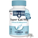 Freeda Super Cal / Mag - Kosher Vegan Bone Health Suplement - Dukung Bone Power, Fungsi Nerve & Muscle Relaxation - Vegetarian Calcium Magnesium - Third Party Tested - 250 Capsules