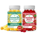 Lunakai Vitamin D3 Gummies dan Women Multivitamin Bundle - Imunitas, Bone and Mood Supplemen - 100% Nilai Harian dari 16 Esculity Vitamin dan Minemently Healthy Gummy - 30 Hari Supppply