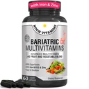 Baritric Multivitamin dengan Iron for Women & Men - All-inOne 42 Superfood Blend for Energy & Imune Dukungan - Post- Pemulihan Operasi, Easy- ke Swallow, Halal, Dibuat di USA (60 Liquid Kapsul)