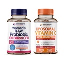 Produksi Wellness bagi Perempuan 100 Milyar CFUs dengan Prestics, Enzymes Digetical + Lipomal Vitamin C Capsules Tinggi Absorpsi, Ascorbic Acid Supplemen Bundle