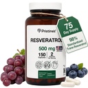 PRISTINE 'S Resveratrol 500MG 75 Day Supply Anti Aging Antioksidan & Heart Health Suplemen