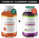Sugar- Free Vitamin D Gummies (60 Kimmies) dan Elderberry Gummies (180 Gummies) - Ammune Dukungan Bundle, Gelatin - Bebas, Gluten- Free, Vegetarian, All Natural, Great Tasting