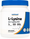 Nutricost L- Lysine Powder 500 Grams - Pure L- Lysine, Non- GMO, Gluten Free