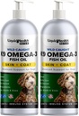 Liquid Health Pets K9 Omega 3 Fish Oil for Dogs - Liquid Omega 3 Supplemen untuk Pets with EPA + DPA + DHA - Mengurangi Itching & Shedding, Dukungan Joints, Imunity, Heart Health - USA Membuat (2 Pack)