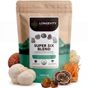 "Longevity Botanicals Super Six Organic Mushroom Blend 100g: 124; Reishi, Lion 's Mane, Chaga, Cordyceps, Tremella & Turkey Tail 124; Extract Powder Mix 124; 10: 1 Rasio 124; 100% Fruiting Bodies