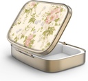 Pill Case Pill Box dengan Mirror Retro 2 Comment Kasus Kecil Pil Kecil untuk Purse atau Pocket Bronze Kotak Pill Rectangular atau Vitamin, Minyak Ikan, Suplemen, Pill Containe Travel Gift Ventage Floral