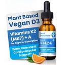 Bold Botanica D3- K2A, Limid Vitamin Complex, Vegan D3 dari Algae Organik dengan Vitamin K2 (MK7) dan A untuk Dukungan Imune, Natural Orange Flavor, rasanya lezat, 1 FL OZ. (30mL)