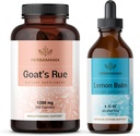 HERBAMAMA Goat 's Rue and Lemon Balm Kit - Bundle of 1200 mg Goat' s Rue Capsules & Lemon Balm Liquid Drops 4 lf oz - Vegan, Non- GMO, Sugar & Alcohol- Free - 2 Pack