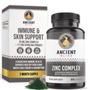 Zinc Complex Capsules dengan Enhanced Absorpsi, antioksidant & Imune Suplemen Dukungan, Suplemen Zinc untuk Pria & Women oleh Kebahagiaan Kuno (60 Katup)