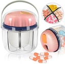 Kotak Pil Portable, Glodeals Weekly Pill Organizer 7-Day Travel Organizer BPA Free Moiceable Medicine Container for Vitamin, Fish Oils, Suplemen (Pink-)