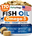Omega 3 Fish Oil for Dogs - 170 Chews - Omega 3 for Dogs Itchy Skin & Allergy Relief
