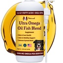 Natural Dog Company Ultra Omega Oil untuk Dogs a 2000 MG Omega 3, 6, 9 dengan Salmon, Pollock & Flaxseed Oil, EPA & DHA, Tambahan Anjing untuk Skin, Coat, Joints, Allergy & Itch Relief, Dog Fish Oil 16oz