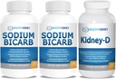 Sodium Bicarbonate 650mg Capsules for Acid Relief, Alkalinity 120 Pil 2-Pack + Kidney- D Ginjal Suplemen. Vitamin D Teroptimasi untuk Dukungan Ginjal.
