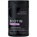 Penelitian Olahraga ® Biotin 10.000mcg dengan Minyak Organik Coconut - Biotin (Vitamin B7) untuk Dukungan Rambut dan Kulit Sehat * - untuk Perempuan dan Pria - Vegan, Non-GMO, Gluten & Soy- Free - 30 Veggie Softgels