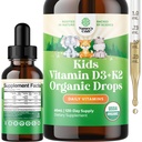 Natuture Craft Kid Vitamin D3 K2 Drops - Organic Vitamin D for Kids for Strong Bones & Joints - Bayi, Bayi & Toddler Imune Dukung Drops Liquid Suplemen - 60 ml Bottle
