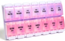 Sukuos AM PM Weekly Pill Organizer 7 Day, 2 Times A Day Medicine Box with Easy Push Button, BPA Free Vitamin Cases for Fish Oil / Supplemen, Easy to Clean (Purple & Pink)