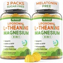 Lipomal L-Theanine 200mg Magnesium Glycinate 400mg Gummies dengan GABA, 5HTP, Apigenin, Vitamin B6 & D3, Ashwagandha, Lemon Balm Leaf, Melonatown in Free Sleep Cheable for Relax Mood & Muscle, 2 Packs