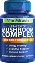 Kapsul Suplemen Jamur - 10x Jamur Kompleks dengan Lions Mane Cordyceps Shiitake Reishi Mushroom Suplemen - Semua Natural Herbal Vitamin Ekstrak Pil untuk Energi Fokus dan Otak 90 Kapsul