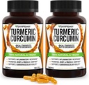 Turmeric Curcumin dengan BioPerine Black Pepper & 95% Curcuminoid, Maksimum Absorpsi untuk Dukungan Bersama, Katup Turmeric Non- GMO, dibuat di AS - 180 Veg Caps