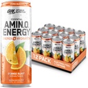 Optimum Nutrition Amino Energy Sparkling Hydration Drink, Electrolytes, Caffeine, Acids Acids, BCAAs, Sugar Free, Orange Blast, 12 Fl Oz, 12 (Packaging May Vary)