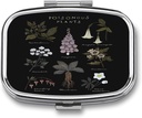 Logam 2 Kompartemen Pill Organizer Travel Friendable Portable Compact Pill Box Cute Pill Case to Hold Vitamin, Fish Oil, Suplemen, Meds, Tablet for Purse, Pocket. (Tanaman beracun)