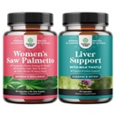 Bundle of Extra Strength Saw Palmetto for Women and Liver Cleanse Detox & Repair Formula - DHT Blocker Thickening Hair Vitamin for Hair Loss for Women - Silymarin Milk Thiver Liver Detox 70 Capsules