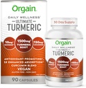 Orgain Suplemen Turmeric Ultimate 1500mg, Curcumin dan Bioperine Black Pepper Extract Herbal Blend, Support AntioksidanHeart Health - 90 Kapsul, 1 Bulan Supply