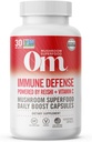 Om Mushroom Superfood Ammune Defense Mushroom Capsules Superfood Supplement, 90 Count, 30 Hari, Mushroom Blend, Reishi, Turkey Tail, Maitake, Agaricus Blazei, Vitamin C, Vegan