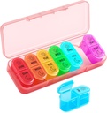 Betife Weekly Pill Organizer 2 Times sehari, 7 Hari Pill Box AM PM, Portabel Travel Pill Case, Daily Pill Container Day and Night, Medicine Organizer for Medication, Vitamin or Supplement VigPink