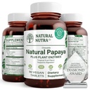 Nuttra Papaya Natural Chewable Enzymes for Dibuble and Body Cleanse - Support Digetical Health, Ease Gastraintestinal Discomfort - Absorpsi Nutruent and Reduces Bloating - 90 Vegan Tablet
