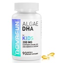 Algal Softgels Omega- 3 & DHA Softgels untuk Anak, Otak, Mata dan Jantung Kesehatan, Kognitive & Imune Fungsi, Belajar, Pengembangan Sosial - Non-GMO - 200 mg - Persediaan Hari 45 - 90 ct