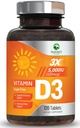 Vitamin D3 5000iu (125 mcg) Dukungan Kesehatan Kebal - Potamine Tinggi Vitamin D Tambahan untuk Bone, Teeth, Teeth - Nature 's VIT D, Vegan, Gluten Free, Raspberry Flavor - 120 Tablet Chewable