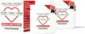 CoQ10 Ilmu Tingkat Tinggi, Omega- 3, Vitamin E, Kardiologist Formulated for Heart + Body + Mind Health, DHA / EPA, Antioksidant for Energy, Superior Biovailable Fish Oil, Gluten Free, 60 Softgels - 2 Pack