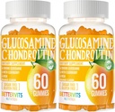 Glucosamin Chondroitin Gummies dengan MSM & Elderberry Extra Strength - Dukungan Bersama, Dukungan Ammune Antioksidasi untuk Dewasa, Pria & Women120 Orange Gummies