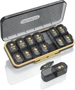 Pill Organizer 2 kali sehari, 7 Hari Am Pm Pill Box - Acedada Weekly Pill Organizer Dua kali sehari, Portable Removable Daily Medical Container Case for Vitamin Fish Oil Suplemen, Black Grey